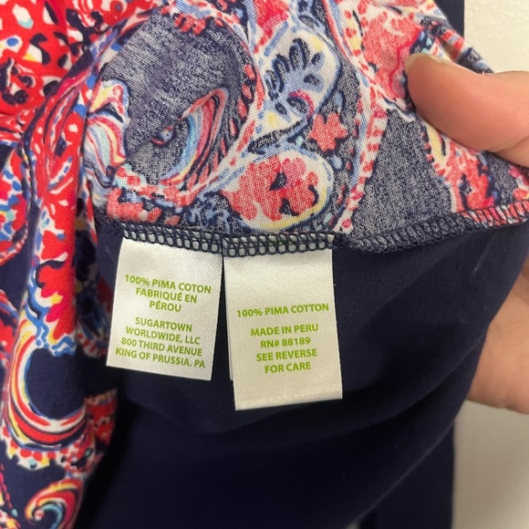 Lilly Pulitzer Halibut Bailey navy colorful cotton long sleeve tee size small - Picture 7 of 8